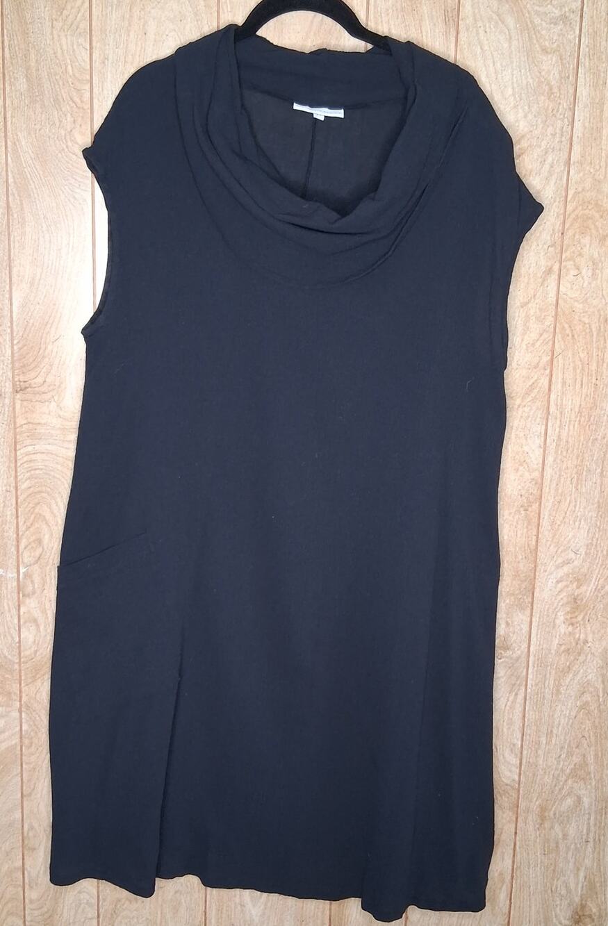 Ladies Bryn Walker Lagenlook Sleeveless Cowl Beck Black Gauzy Dress Size M